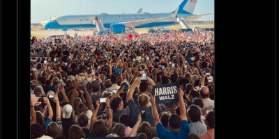 A photo from a campaign rally in Michigan for U.S. Vice President Kamala Harris and Minnesota Governor Tim Walz went viral in social media posts falsely claiming the picture had been AI-generated to inflate the size of the crowd.
