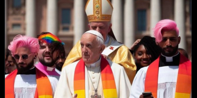 Pope Francis Wearing Rainbow Scarf