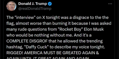 Trump post criticizing Musk
