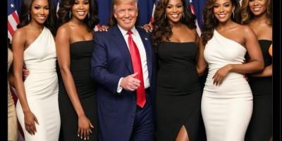 Trump surrounded by Black women