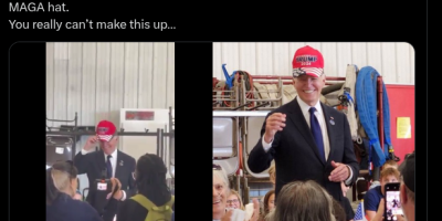 Biden in Trump cap 