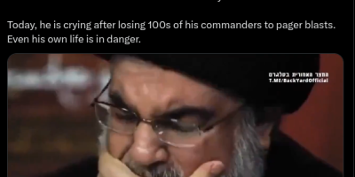 Hezbollah chief Hassan Nasrallah crying