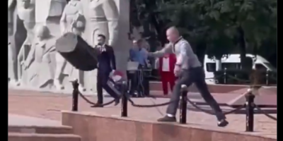 Kursk knocking over a speaker