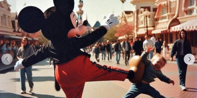 Mickey Mouse Dropkicking Toddler