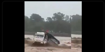 truck swept away