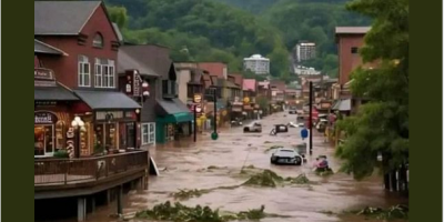 Gatlinburg, Tennessee, flooded