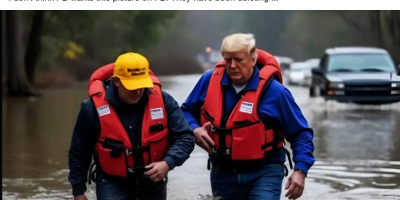 Trump Wading Through Flood Waters