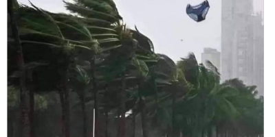 Typhoon Krathon hitting Taiwan