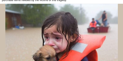 Young Girl Escaping Flood Water