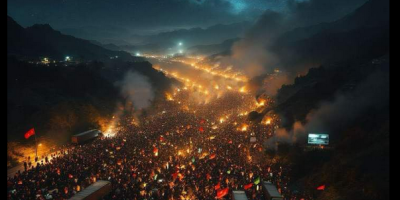 huge nighttime march for ex-Pakistan PM