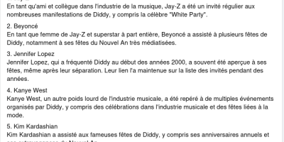 participants aux soirées de P. Diddy