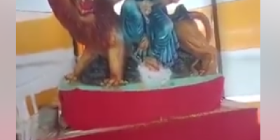 vandalized Durga idol